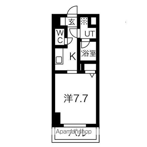 PROVIRT八幡Ⅱ(1K/2階)の間取り写真