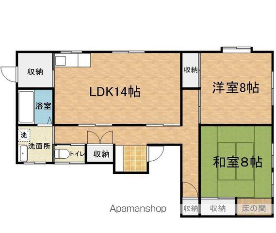 大糸線 島高松駅 徒歩6分 1階建 築34年(2LDK)の間取り写真