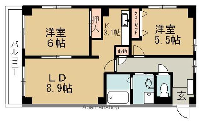 フォブール山方(2LDK/1階)の間取り写真