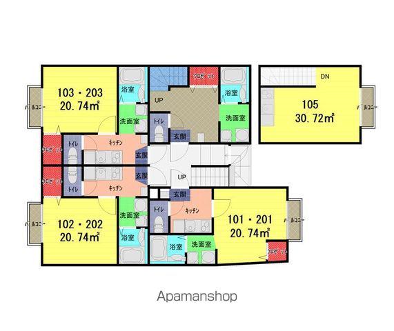 アズリア岩槻(1K/1階)の間取り写真
