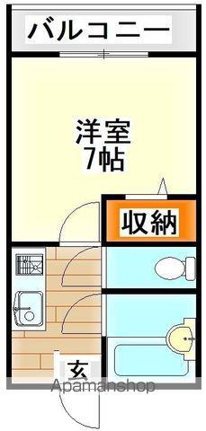 フラット2古賀(1K/4階)の間取り写真