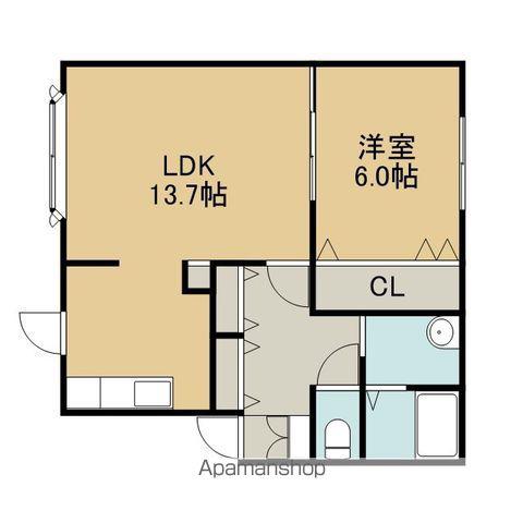 ハイツVIP(1LDK/2階)の間取り写真