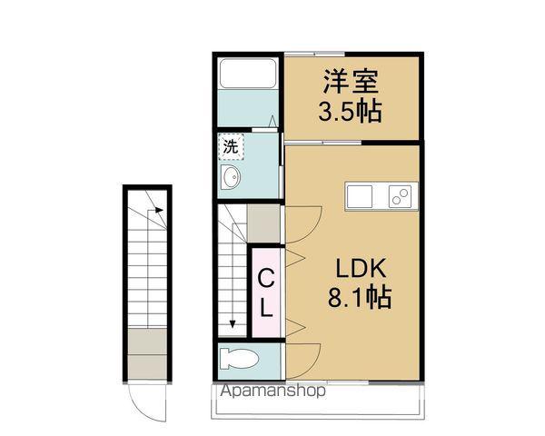 CASA PACIFICA 喜田村(1LDK/2階)の間取り写真