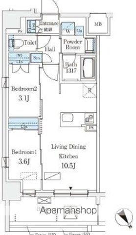 エル・セレーノ横浜(2LDK/4階)の間取り写真