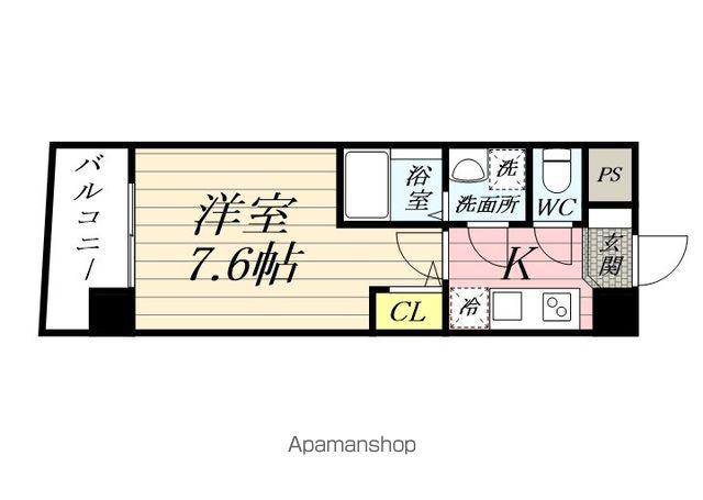 アンソレイユエス(1K/1階)の間取り写真