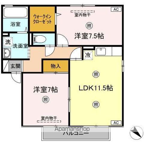 プリムローズⅢA棟(2LDK/1階)の間取り写真