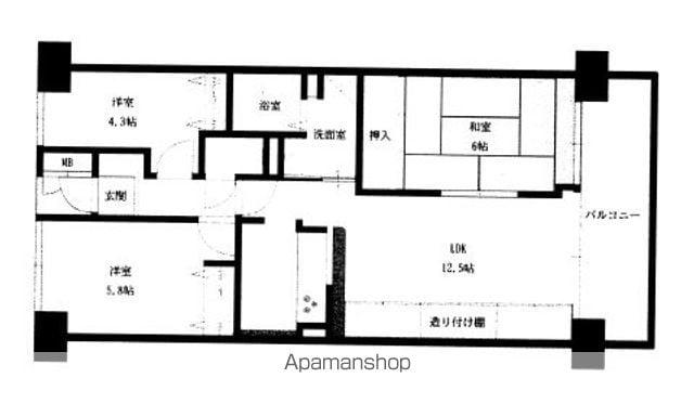 ベルヴィ草津(3LDK/4階)の間取り写真