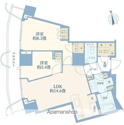 パークコート神宮北参道 ザ タワー(2LDK/6階)の間取り写真