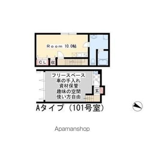 ガレージハウスＫ(ワンルーム)の間取り写真