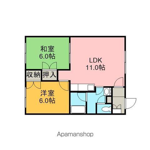 柏恵館Ⅱ(2LDK/3階)の間取り写真