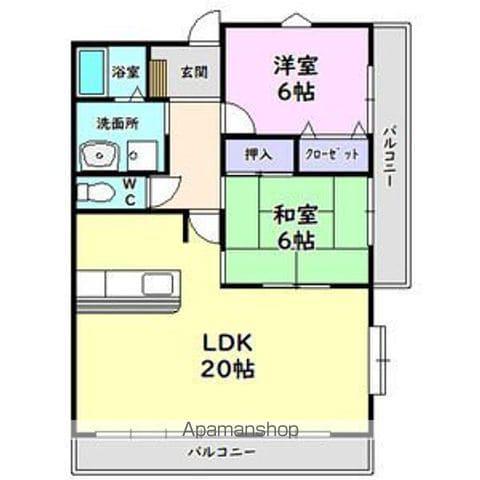 アップルコート(2LDK/2階)の間取り写真