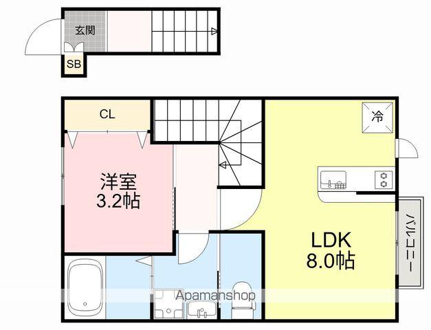 デュマンⅡ(1LDK/2階)の間取り写真