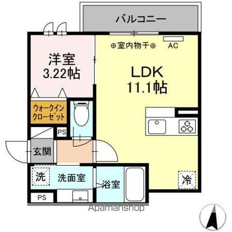 セレスティア本町(1LDK/2階)の間取り写真