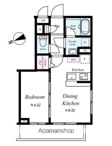 パティーナ練馬平和台(1LDK/2階)の間取り写真