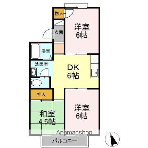 冬築タウン A棟(3DK/2階)の間取り写真