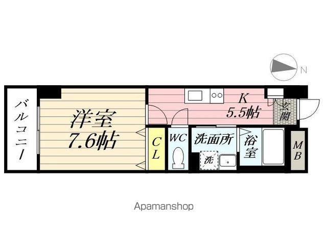 URBAN FLATS北上(1DK/4階)の間取り写真