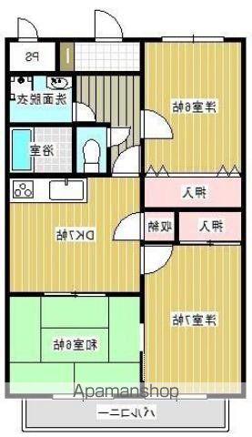 サンセール三条(3DK/1階)の間取り写真