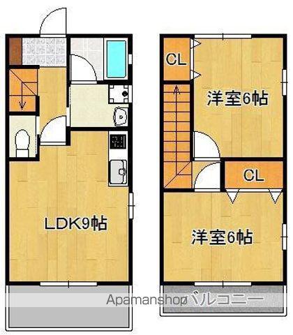 金比羅ハイツB棟(2LDK/1階)の間取り写真