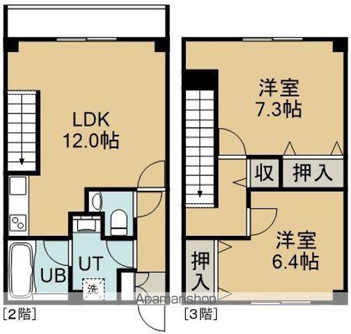 ASAHI館 B(2LDK/2階)の間取り写真