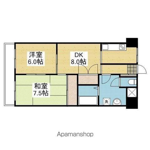 聖和ハイツ 西棟(2DK/4階)の間取り写真