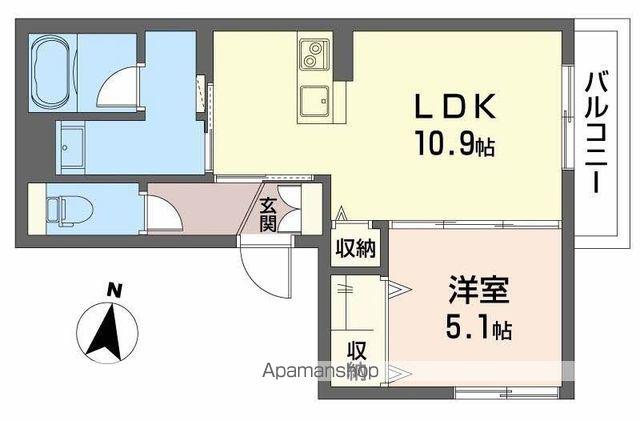 シャーメゾン リヴィエール小津(1LDK/2階)の間取り写真