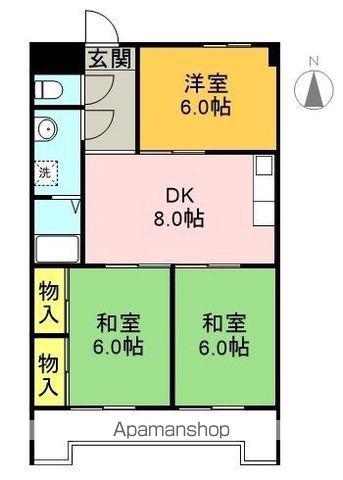 メゾン徳 2(3DK/4階)の間取り写真