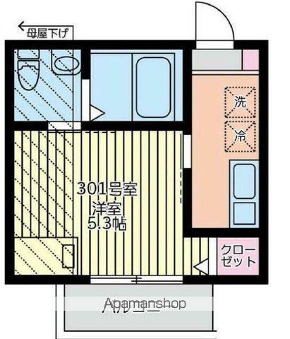 シャトーライフ横浜1(1K/3階)の間取り写真