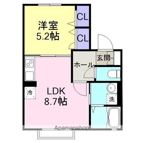 ボーアンジュ(1LDK/2階)の間取り写真