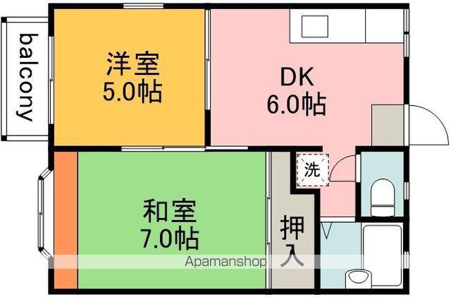 オーク芦花公園A棟(2DK/2階)の間取り写真