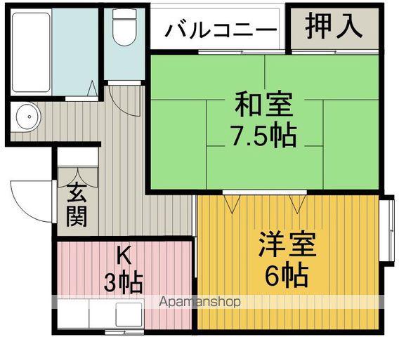 ハイツ・ジェル三(2K/2階)の間取り写真