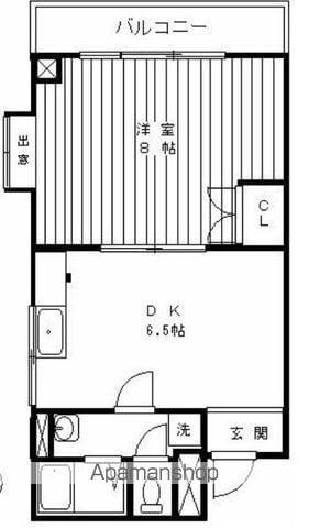 関マンション(1DK/4階)の間取り写真