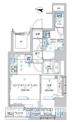 エストゥルース入谷(1LDK/7階)の間取り写真