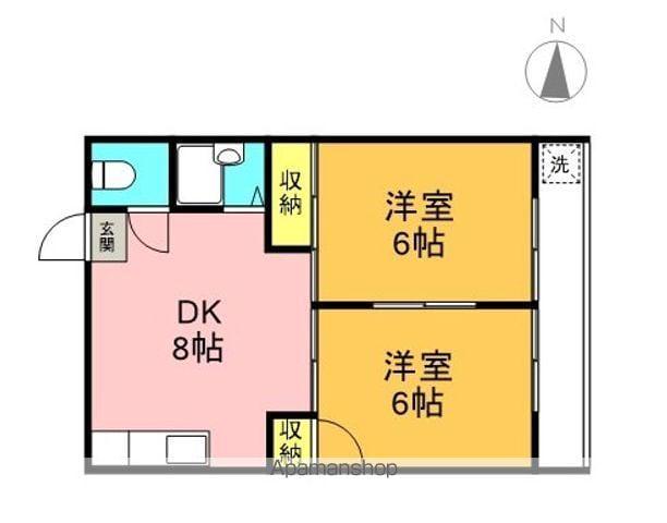 メゾン サンリフレッシュ(2DK/3階)の間取り写真