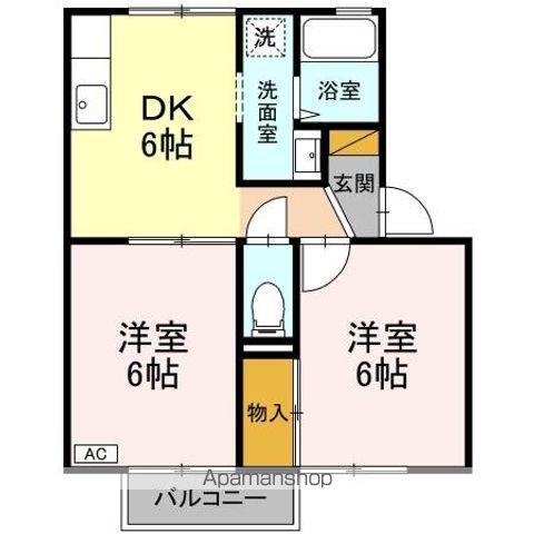 メゾン森PARTⅦ・Ⅷ(2DK/2階)の間取り写真