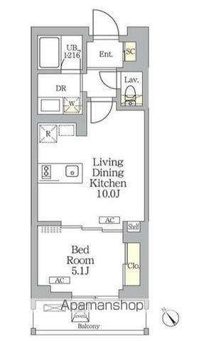 グランパーク千駄ヶ谷レジデンス(2LDK/4階)の間取り写真
