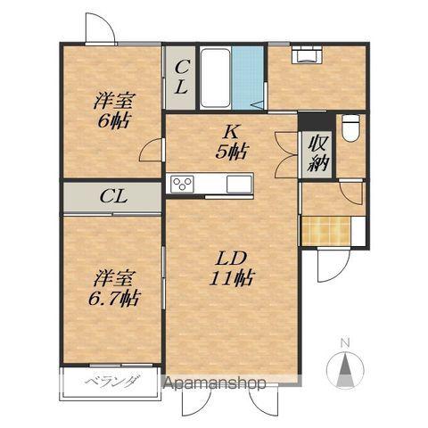 TOWN西11北4B(2LDK/1階)の間取り写真