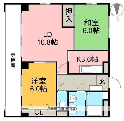 トレジャーハウス六泉寺(2LDK/1階)の間取り写真