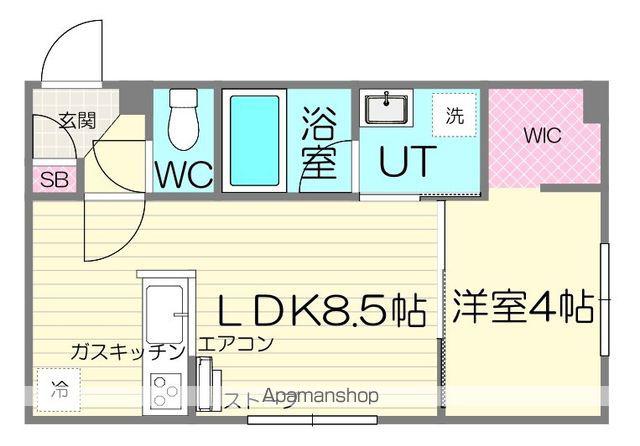 FLAP福住 月寒東1-11MS A棟(1LDK/4階)の間取り写真