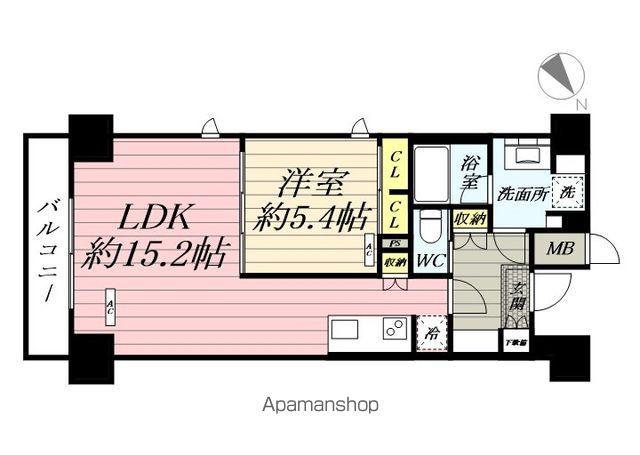 クラシアム神奈川台場(1LDK/7階)の間取り写真