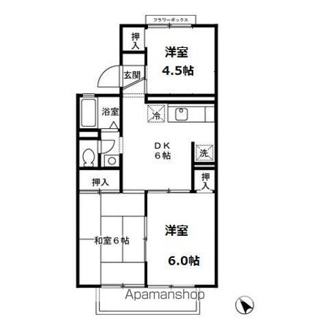 冬築タウン・パートⅡ F棟(3DK/1階)の間取り写真