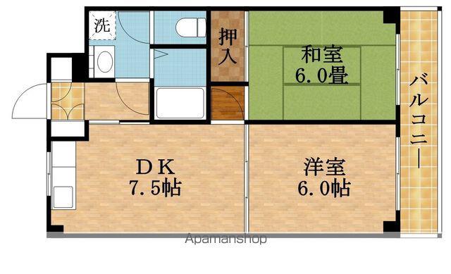 ウェルス・アベニュー(2DK/3階)の間取り写真