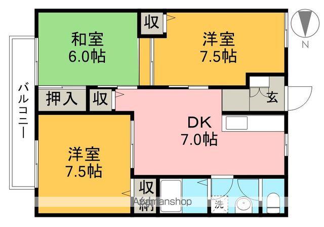グリーンゲイブル(3DK/2階)の間取り写真