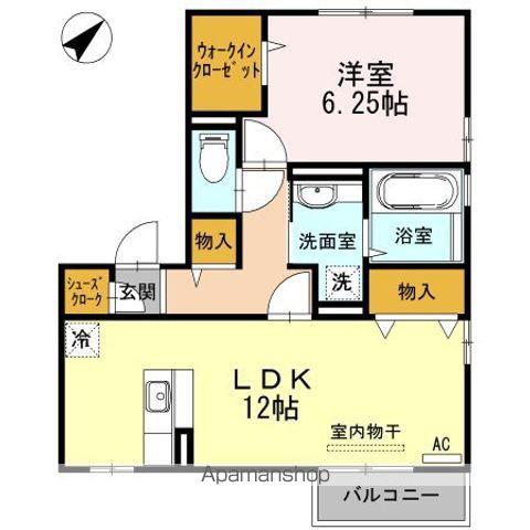 ミラカーサIII棟(1LDK/2階)の間取り写真