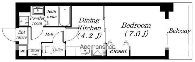 エンゼルプラザウエスト1(1DK/8階)の間取り写真