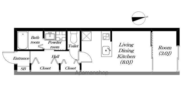 草津市東矢倉PJ(1LDK/2階)の間取り写真