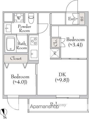 テラブリック南大井(2LDK/2階)の間取り写真
