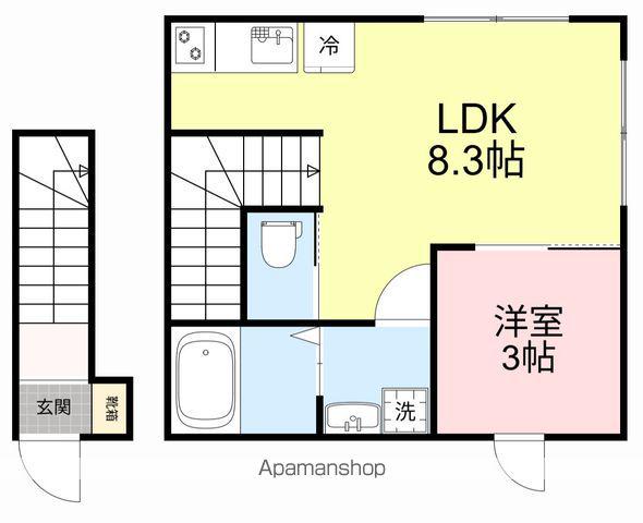 シャンテ連坊 A(1LDK/2階)の間取り写真