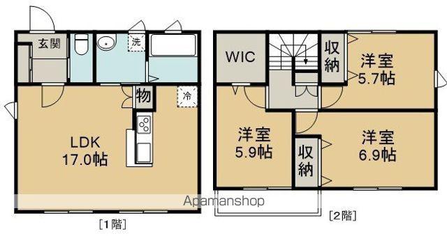 東武鉄道東上線 新河岸駅 徒歩20分 2階建 築11年(3LDK)の間取り写真