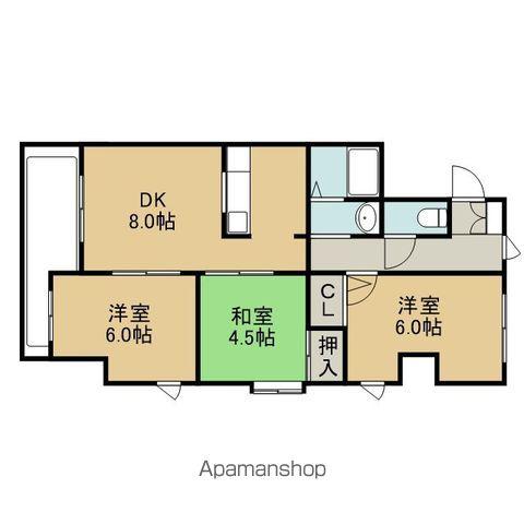 ジェイステージ苫小牧Ⅱ(3LDK/2階)の間取り写真
