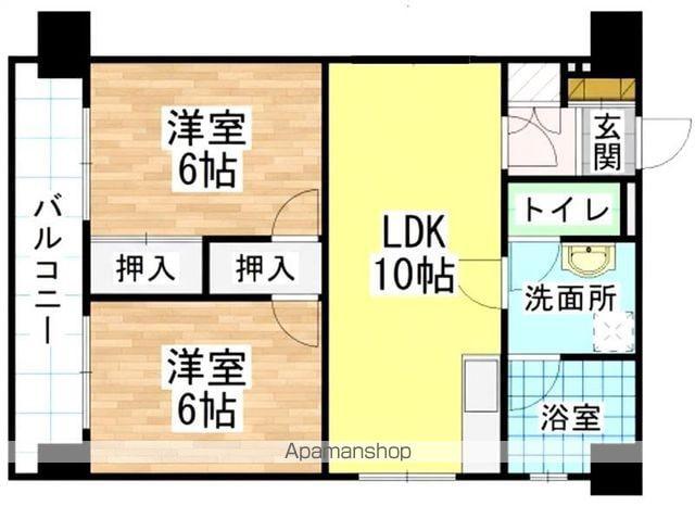 角田ビル片野新町(2LDK/4階)の間取り写真